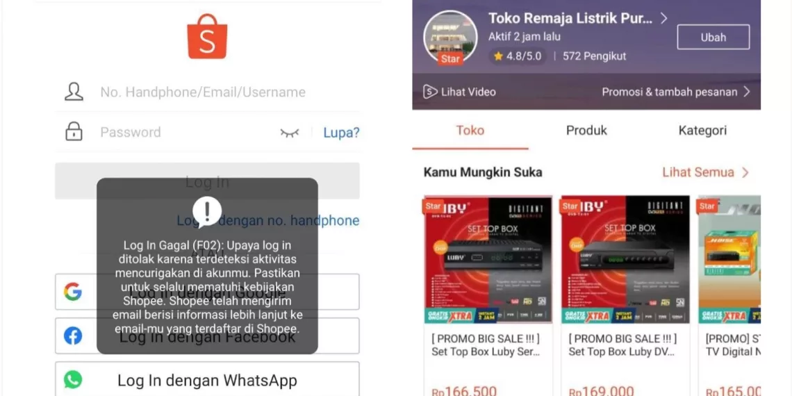 Akun Shopee Diblokir