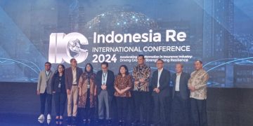 Para narasumber dalam acara Indonesia Re International Conference 2024, Rabu, 24 Juli 2024.
