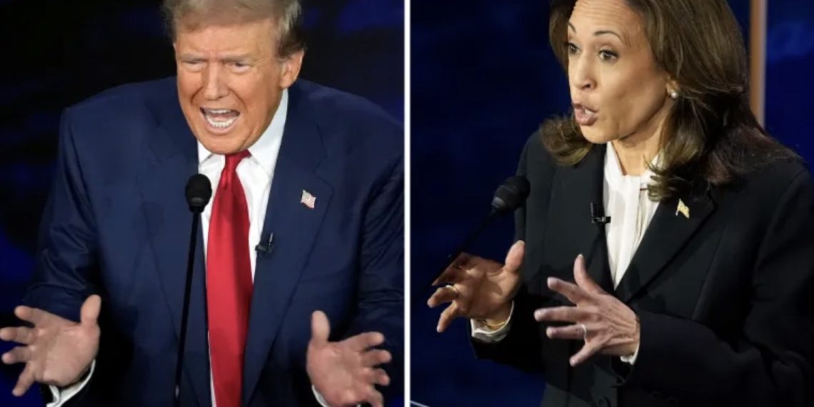 Donald Trump dan Kamala Harris saling menuduh melemahkan posisi AS di dunia