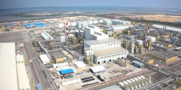 Tampak udara smelter PTFI di Java Integrated Industrial and Port Estate (JIIPE) Gresik, Jawa Timur.