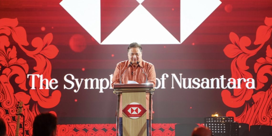 Menteri Koordinator Bidang Perekonomian, Airlangga Hartarto dalam acara Perayaan 140 Tahun HSBC di Indonesia, di Jakarta, Rabu, 16 Oktober 2024.