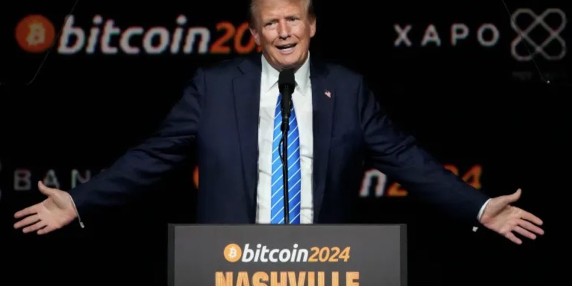 Kandidat presiden dari Partai Republik mantan Presiden Donald Trump berbicara di Konferensi Bitcoin 2024, 27 Juli 2024, di Nashville, Tenn. (Foto : Istimewa)