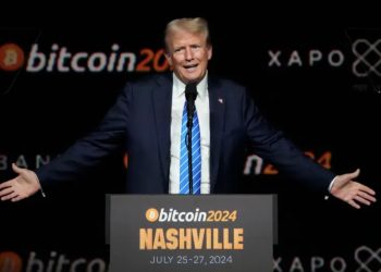 Kandidat presiden dari Partai Republik mantan Presiden Donald Trump berbicara di Konferensi Bitcoin 2024, 27 Juli 2024, di Nashville, Tenn. (Foto : Istimewa)
