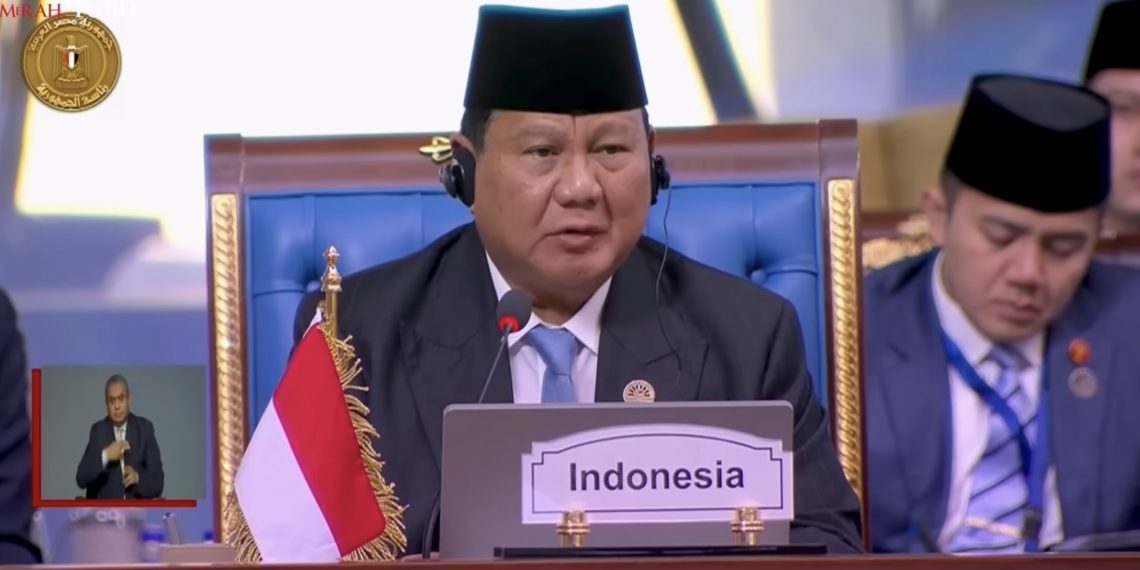 Presiden Prabowo Subianto memberikan sambutan pada sesi pleno Konferensi Tingkat Tinggi (KTT) Ke-11 D-8, di Istana Kepresidenan New Administrative Capital, Kairo, Mesir, pada Kamis (19/12/2024). (Foto: Tangkapan YouTube BPMI Setpres)