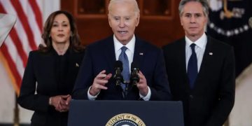 Presiden AS Joe Biden menyampaikan pidato mengenai perjanjian gencatan senjata di Gaza di Gedung Putih di Washington