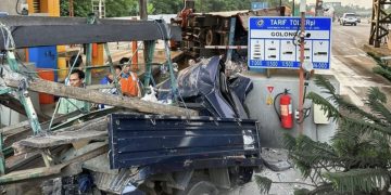 Lokasi kecelakaan beruntun di GT Ciawi, Kabupaten Bogor, pada Selasa (4/2).