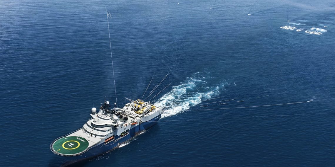 Kapal Geo Coral sedang melakukan akuisisi seismik 3D di Laut Natuna Utara pada periode Oktober-November 2024