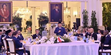 Jamuan santap malam kenegaraan dalam rangka kunjungan kenegaraan Presiden Republik Prancis Emmanuel Macron di Istana Negara, Jakarta, pada Rabu, 28 Mei 2025 (Foto: BPMI Setpres)