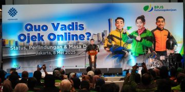 Menteri Ketenagakerjaan RI Yassierli saat opening speech acara bertajuk Quo Vadis Ojek Online di Jakarta, Kamis (8/5)