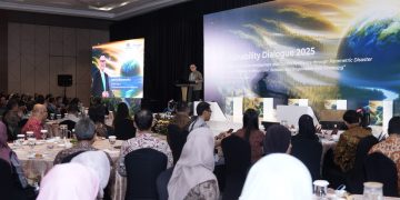 Direktur Utama Indonesia Re, Benny Waworuntu saat menjadi pembicara dalam seminar nasional bertajuk “A Pathway to Responsive, Reliable, and Responsible Risk Financing”, di Jakarta, Kamis (14/6).