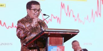 Wakil Ketua Dewan Pengawas Danantara, Muliaman D. Hadad dalam Midyear Outlook 2025: Managing Risk & Sustainability in Economic Uncertainty & Cyberheist, yang diselenggarakan Infobank Media Group, di Jakarta, Selasa, 24 Juni 2025.