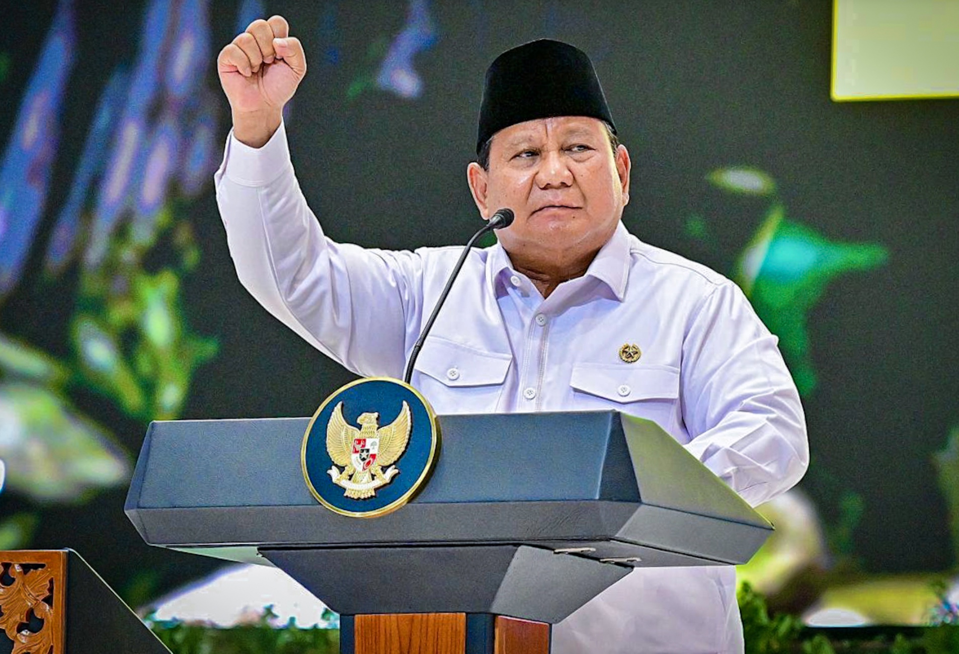 Presiden Prabowo Subianto menghadiri Peringatan Hari Lahir ke-27 Partai Kebangkitan Bangsa (PKB) yang diselenggarakan di Jakarta Convention Center (JCC), Jakarta, pada Rabu, 23 Juli 2025. (Foto: BPMI Setpres)