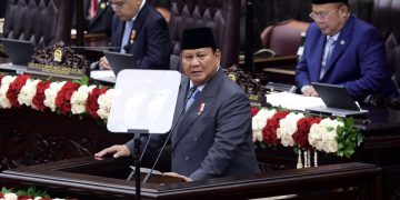 Presiden RI Prabowo Subianto dalam pidatonya pada Rapat Paripurna DPR RI, Kompleks Parlemen, Jakarta, Jumat (15/8/2025). Foto: DPR