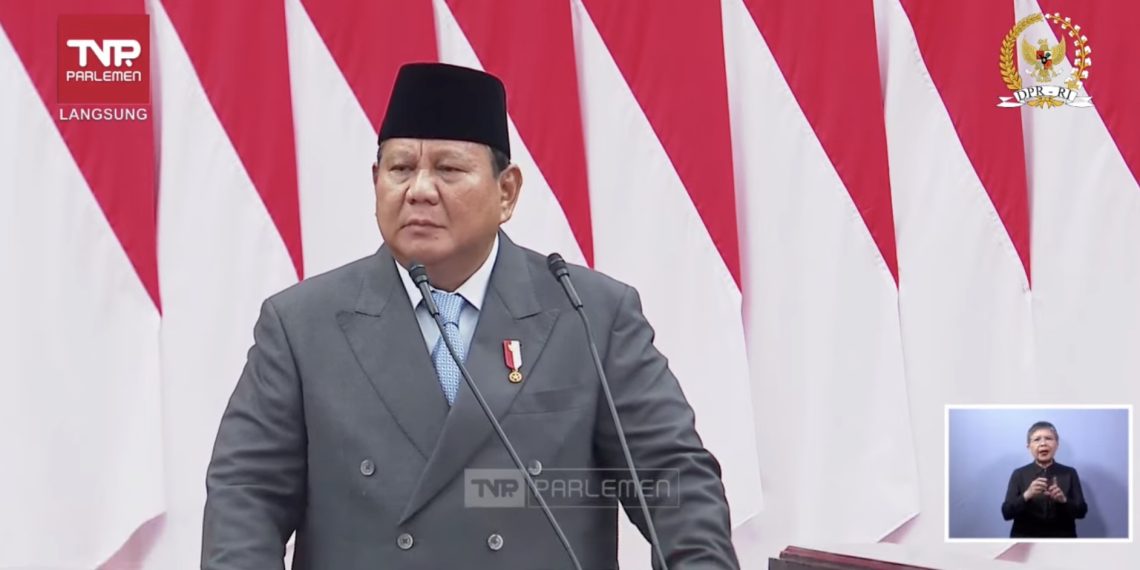 Presiden Prabowo dalam Rangka Penyampaian Pengantar RAPBN 2026 Beserta Nota Keuangan, di Kompleks Parlemen, Senayan, Jakarta Pusat, Jumat (15/8/2025).