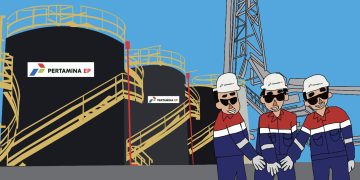 Lukisan yang dilukis oleh Oliver dan Jicio, dua anak binaan Yayasan Bina Abyakta, hasil kolaborasi dengan Pertamina EP untuk momen ulang tahun dua puluh Perusahaan.