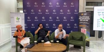 Ekonom CELIOS Bhima Yudhistira Adhinegara dalam diskusi media jelang COP30 pada Selasa 16 September 2025 di Jakarta.