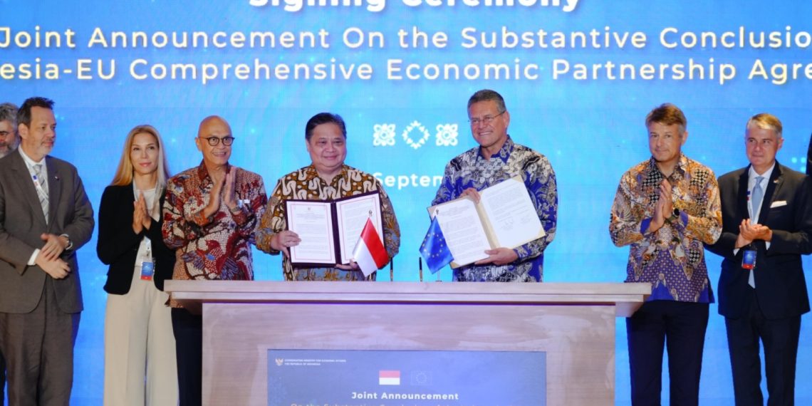 penandatanganan kesepakatan substantif Indonesia-European Union Comprehensive Economic Partnership Agreement (IEU-CEPA)