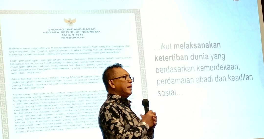 Direktur Utama Lembaga Dana Kerja Sama Pembangunan Internasional (LDKPI) atau Indonesian AID, Dalyono, dalam Media Gathering Kemenkeu 2025, di Bogor, Kamis, 9 Oktober. (Foto: Yulian Saputra)