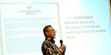 Direktur Utama Lembaga Dana Kerja Sama Pembangunan Internasional (LDKPI) atau Indonesian AID, Dalyono, dalam Media Gathering Kemenkeu 2025, di Bogor, Kamis, 9 Oktober. (Foto: Yulian Saputra)
