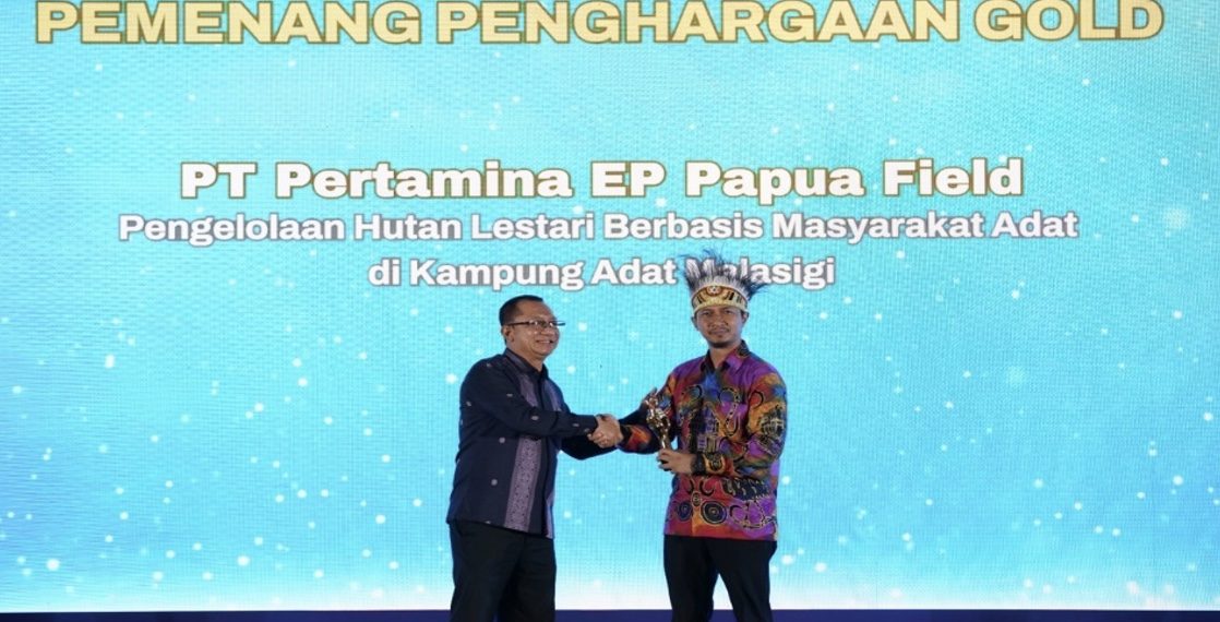 Pertamina EP Papua Field menerima penghargaan kategori Gold atas program Pengelolaan Hutan Lestari Berbasis Masyarakat Adat di Kampung Adat Malasigi yang fokus pada pelestarian lingkungan dan pemberdayaan masyarakat adat di wilayah operasi Papua.