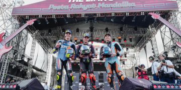 Marco Bezzecchi (Aprilia Racing) menjuarai Tissot Sprint Race MotoGP Mandalika 2025, disusul Fermin Aldeguer dan Raul Fernandez, Sabtu, 4 Oktober 2025.
