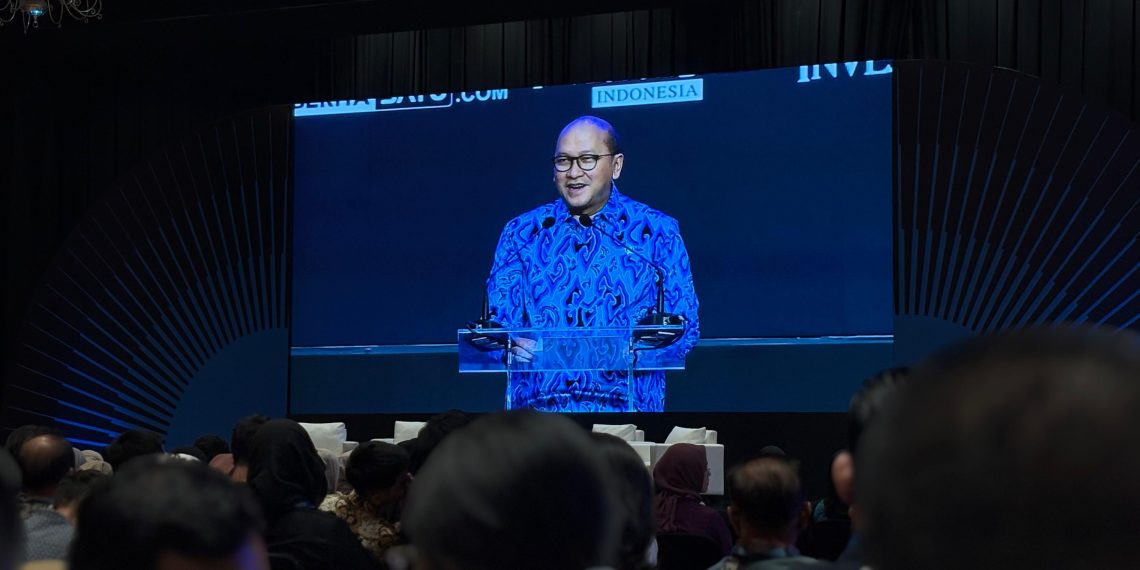 Menteri Investasi dan Hilirisasi/Kepala Badan Koordinasi Penanaman Modal (BKPM) Rosan Perkasa Roeslani dalam acara Investor Daily Summit 2025, di Jakarta, Rabu, 8 Oktober 2025.