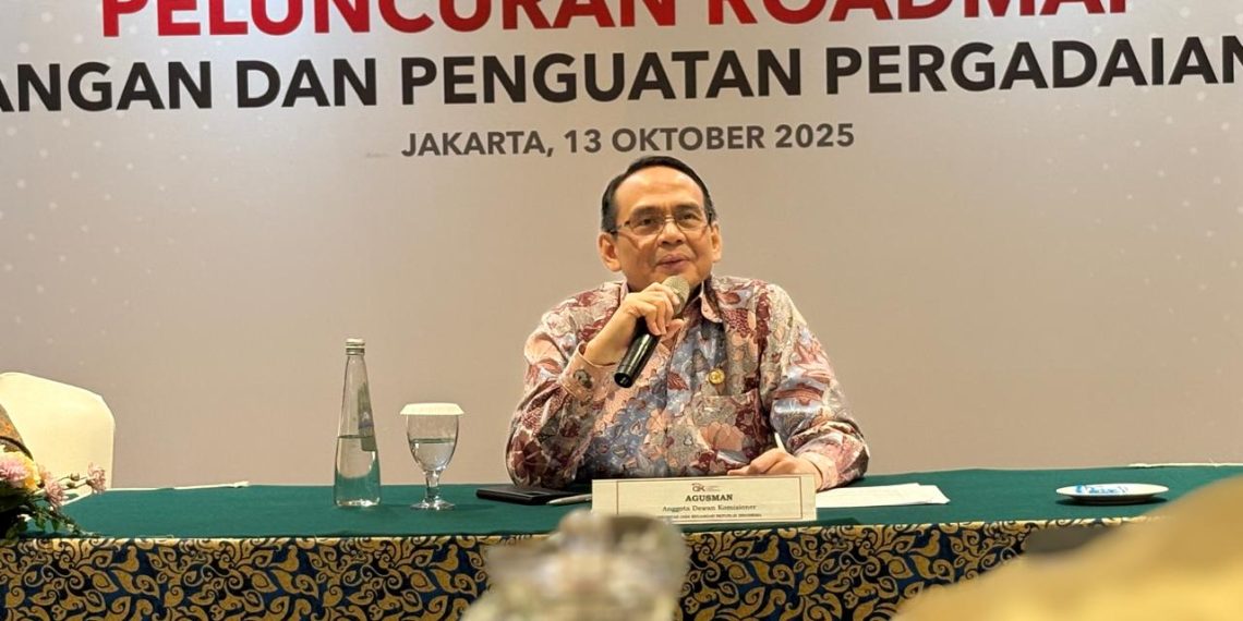 kata Kepala Eksekutif Pengawas Lembaga Pembiayaan, Perusahaan Modal Ventura, LKM dan Lembaga Jasa Keuangan Lainnya Otoritas Jasa Keuangan (OJK), Agusman, di Jakarta, Senin, 13 Oktober 2025.