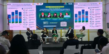 Suasana agenda CEO Talk bertajuk "Corporate Climate Leadership for Indonesia’s Net Zero Action through High Integrity Carbon” yang digelar pada senin (10/11) di Belém, Brazil.