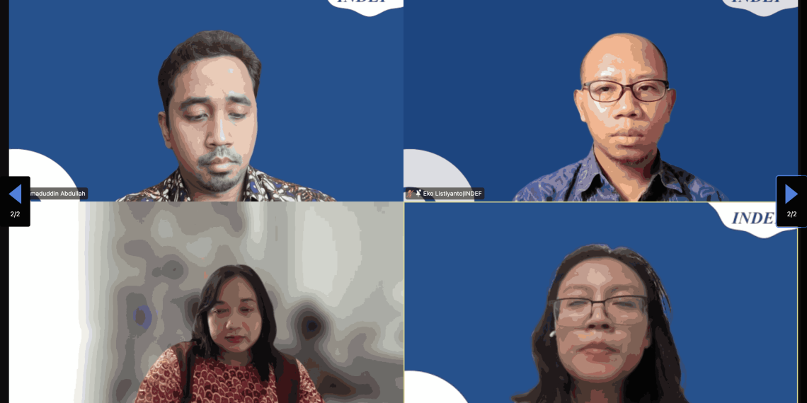 Diskusi publik Catatan Akhir Tahun INDEF: Liburan di Tengah Tekanan Fiskal. (Tangkapan layar Zoom Meeting: Julian)