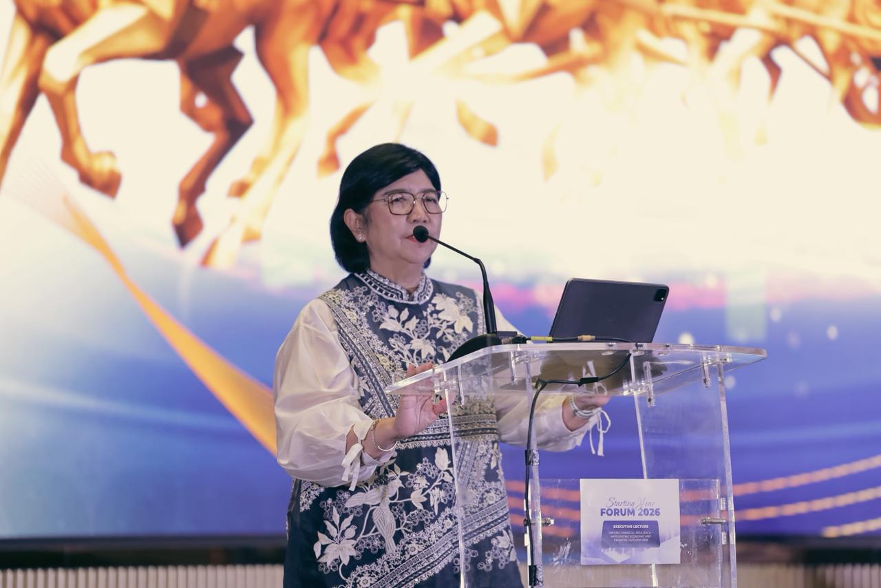 Deputi Gubernur Senior Bank Indonesia (BI), Destry Damanyanti, dalam acara Infobank Starting Year Forum 2026 pada sesi Executive Lecture: Driving Financial Resilience - Anticipating Economic and Financial Outlook 2026, Kamis, 22 Januari 2026. (Foto: M. Zulfikar)