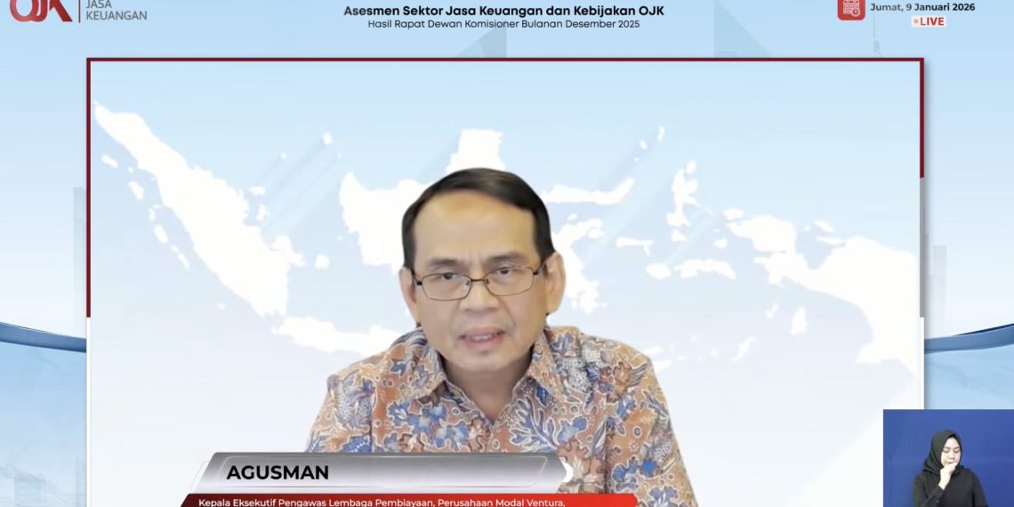 Kepala Eksekutif Pengawas Lembaga Pembiayaan, Modal Ventura, dan Lembaga Keuangan Lainnya (PVML) OJK Agusman, dalam konferensi pers hasil Rapat Dewan Komisioner (RDK) OJK secara virtual, Jumat, 9 Januari 2026
