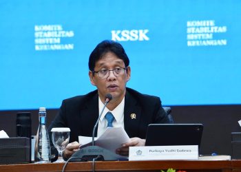 Menteri Keuangan Purbaya Yudhi Sadewa saat menyampaikan paparan dalam konferensi pers Hasil Rapat Berkala Komite Stabilitas Sistem Keuangan (KSSK) I Tahun 2026 di Jakarta, Selasa (27/1). (Foto: Erman Subekti)