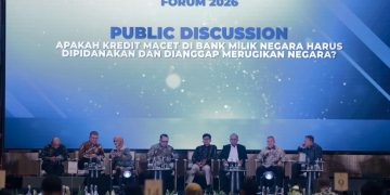 Starting Year Forum 2026 Public Discussion: “Apakah Kredit Macet di Bank Milik Negara Harus Dipidanakan dan Dianggap Merugikan Negara?” yang diselenggarakan Infobank Media Group, di The St. Regis, Jakarta, Kamis, 22 Januari 2026. (Foto: M. Zulfikar)