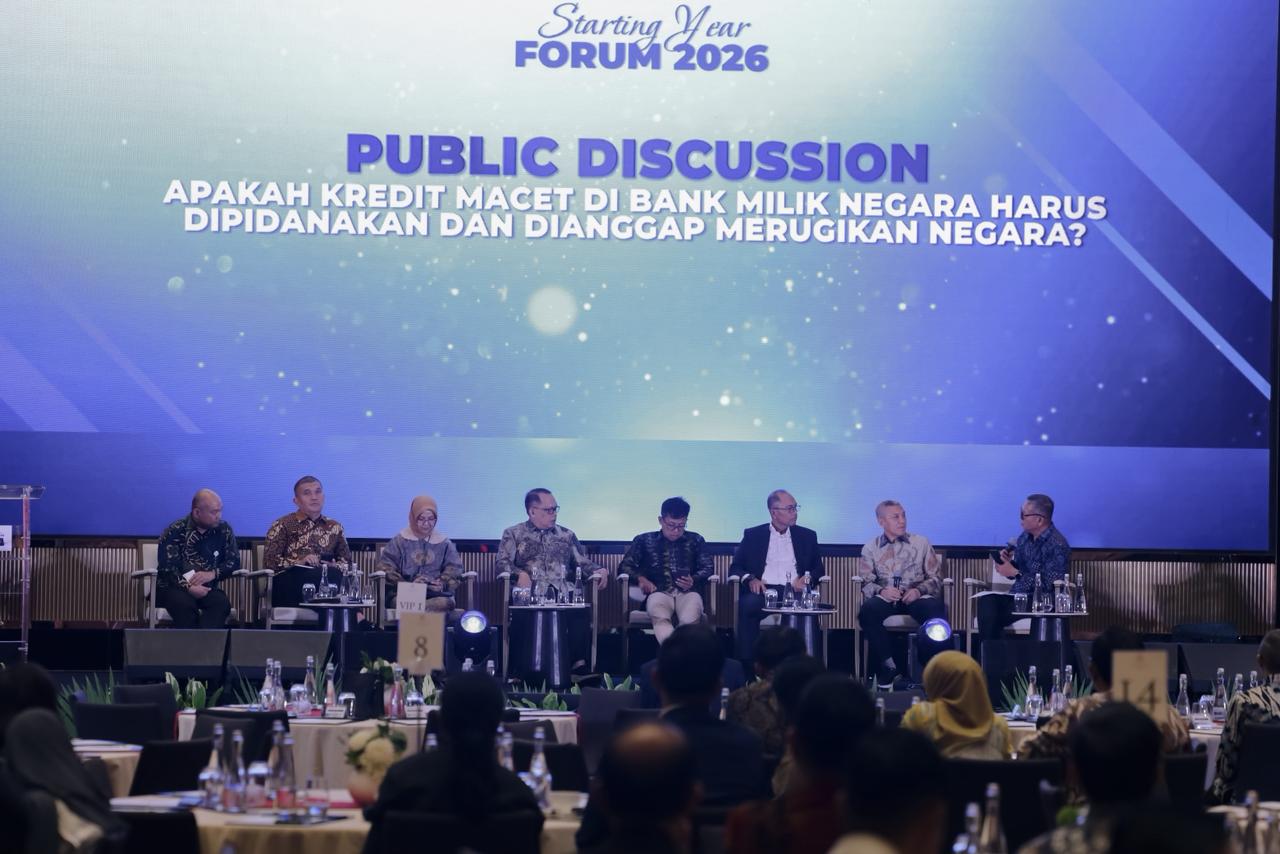 Starting Year Forum 2026 Public Discussion: “Apakah Kredit Macet di Bank Milik Negara Harus Dipidanakan dan Dianggap Merugikan Negara?” yang diselenggarakan Infobank Media Group, di The St. Regis, Jakarta, Kamis, 22 Januari 2026. (Foto: M. Zulfikar)