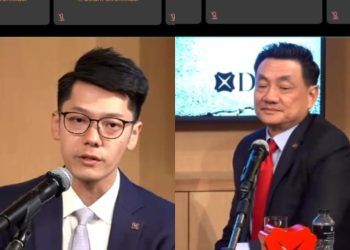 Investment Strategist DBS Bank, Jun Yong Goh (kiri) dan Chief Investment Officer DBS Bank, Hou Wey Fook saat acara online media briefing DBS Chief Investment Officer (CIO) Insights bertajuk “The Long Game”, Senin (12/1). (Tangkapan layar webinar/kolase: Steven Widjaja/Julian)