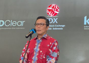 Pejabat sementara (Pjs) Direktur Utama BEI Jeffrey Hendrik dalam konferensi pers di Jakarta, Rabu, 11 Februari 2026. (Foto: Khoirifa)