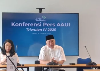 Ketua Umum AAUI, Budi Hernawan dalam konferensi pers AAUI di Jakarta, Jumat, 19 Februari 2026. (Foto: Khoirifa)