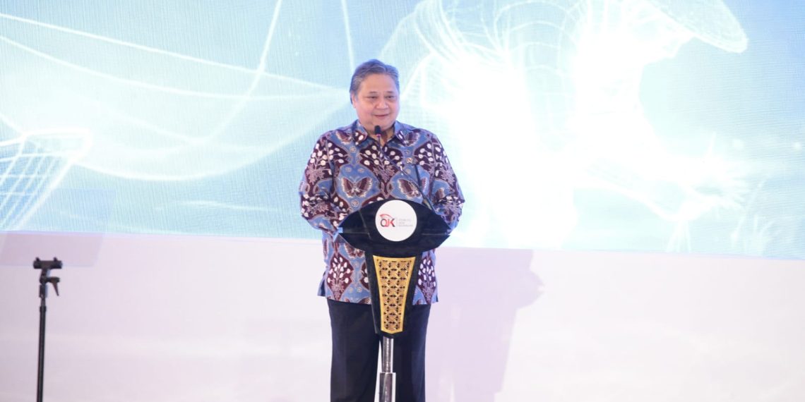 Menteri Koordinator Bidang Perekonomian Airlangga Hartarto dalam Pertemuan Tahunan Industri Jasa Keuangan (PTIJK) 2026, Kamis, 5 Februari 2026.(Foto: Erman Subekti)