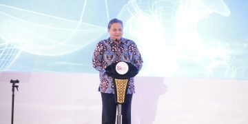 Menteri Koordinator Bidang Perekonomian Airlangga Hartarto dalam Pertemuan Tahunan Industri Jasa Keuangan (PTIJK) 2026, Kamis, 5 Februari 2026.(Foto: Erman Subekti)