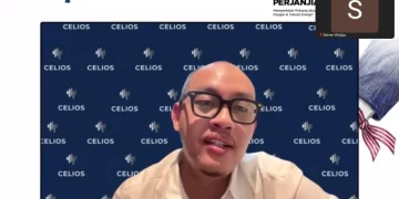 Direktur Celios, Bhima Yudhistira Adhinegara dalam sebuah diskusi virtual, Kamis (5/3). (Tangkapan layar webinar: Steven Widjaja)