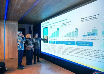 Direktur Keuangan Bank BJB Hana Dartiwan, Direktur Konsumer dan Ritel Nunung Suhartini, dan Direktur Korporasi dan UMKM Mulyana saat kegiatan Early Meeting Bank BJB di Menara BJB, Naripan, Kota Bandung, Senin (16/4/2026). (Foto: Dok. Bank BJB)