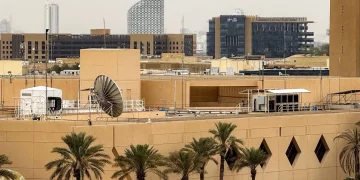 Markas besar kedutaan besar AS di Riyadh pada tanggal 3 Maret. (foto: ist)