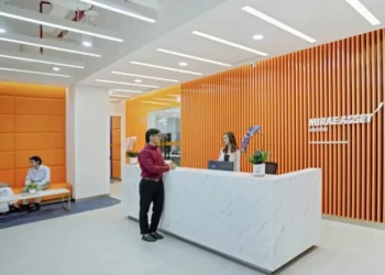 Reception area di kantor Mirae Asset. (Tangkapan layar Instagram/arkadiaworks: Julian)