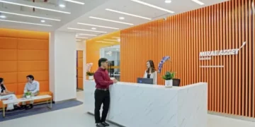 Reception area di kantor Mirae Asset. (Tangkapan layar Instagram/arkadiaworks: Julian)