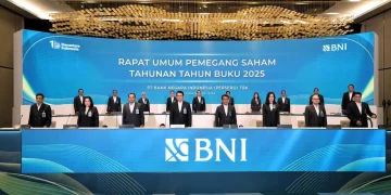 Rapat Umum Pemegang Saham Tahunan (RUPST) Tahun Buku 2025 PT Bank Negara Indonesia (Persero) Tbk atau BNI yang digelar pada Senin (9/3/2026). (Foto: Dok. BNI)