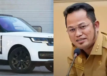 Ilustrasi Gubernur Kaltim dan mobil dinas baru senilai Rp8,49 miliar. (Foto kolase: Plus Auto dan Portal Kaltim)