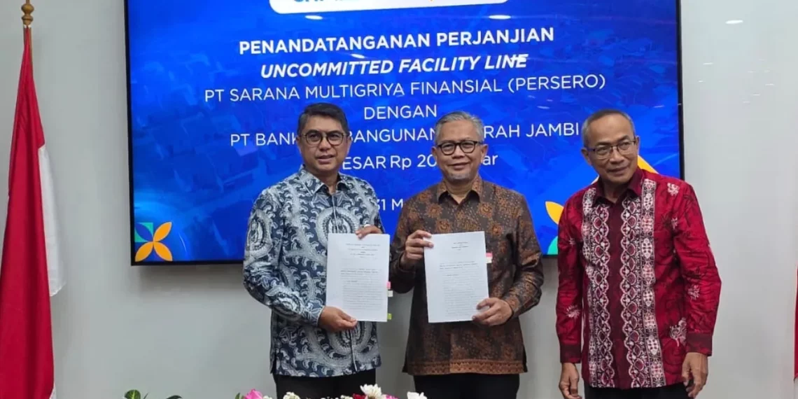 Peresmian kerja sama antara Bank Jambi dan PT Sarana Multigriya Finansial (SMF) Persero melalui penandatanganan Perjanjian Uncommitted Facility Line dengan nilai fantastis mencapai Rp200 miliar.