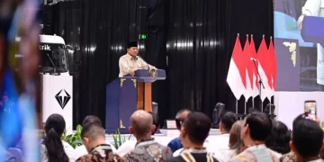 Presiden Prabowo Subianto menyampaikan sambutannya pada peresmian fasilitas perakitan kendaraan komersial listrik milik PT VKTR Sakti Industries di Kabupaten Magelang, Provinsi Jawa Tengah, Kamis, 9 April 2026. Foto: BPMI Setpres