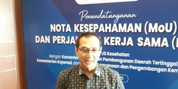 Kepala Humas BPJS Kesehatan, Rizzky Anugerah di Jakarta, Selasa (7/4). (Foto: Steven Widjaja)