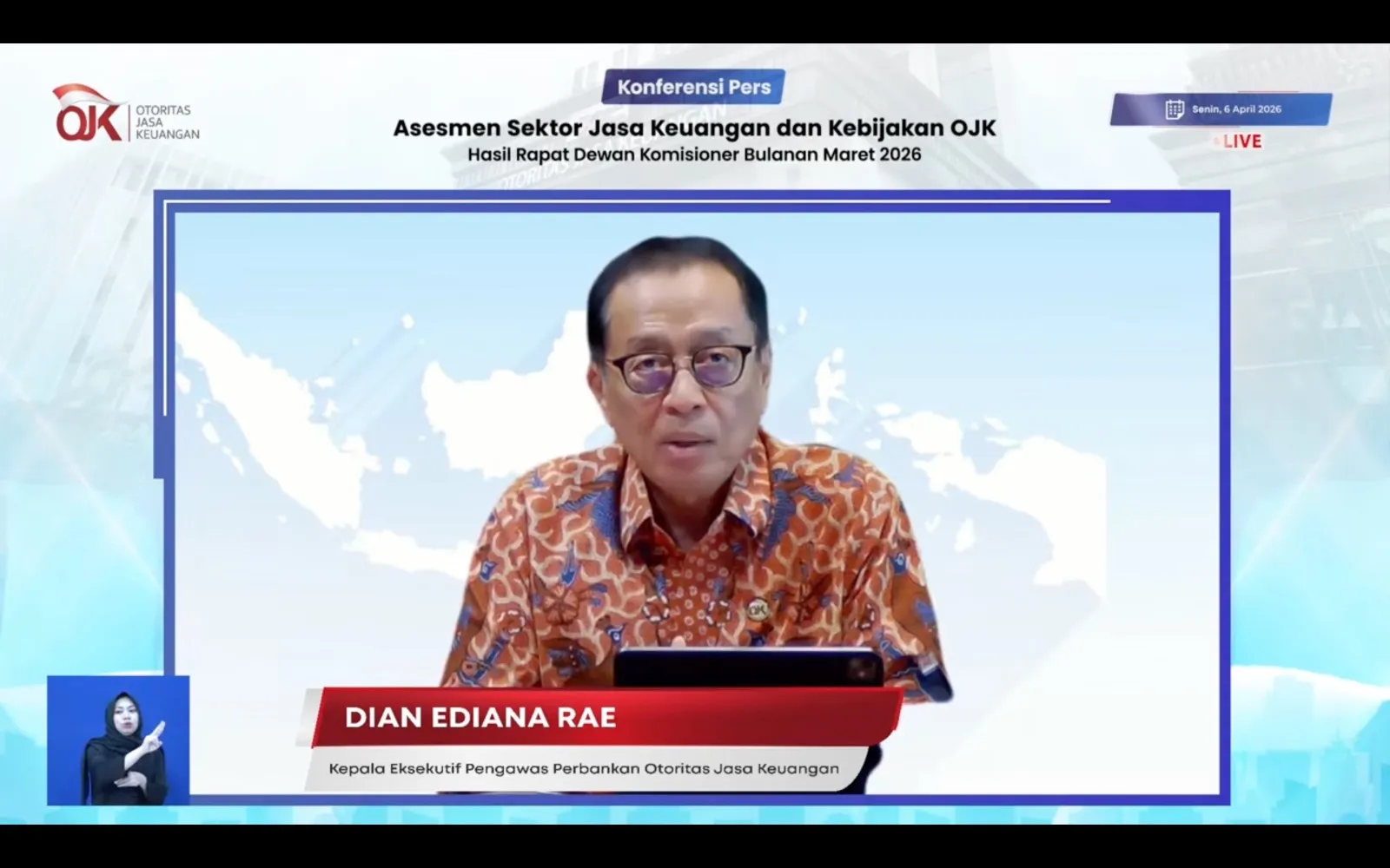 Kepala Eksekutif Pengawas Perbankan OJK, Dian Ediana Rae